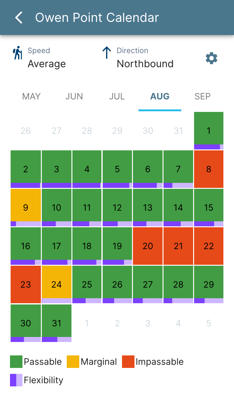 Owen Point Safe Dates Calendar